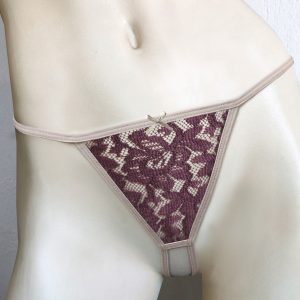 DUSTY PINK LACE CROTCHLESS G-STRING