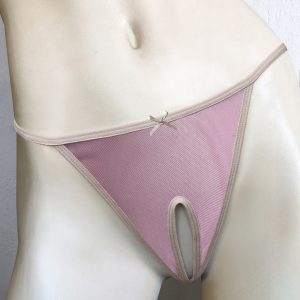 DUSTY PINK MESH CROTCHLESS G-STRING