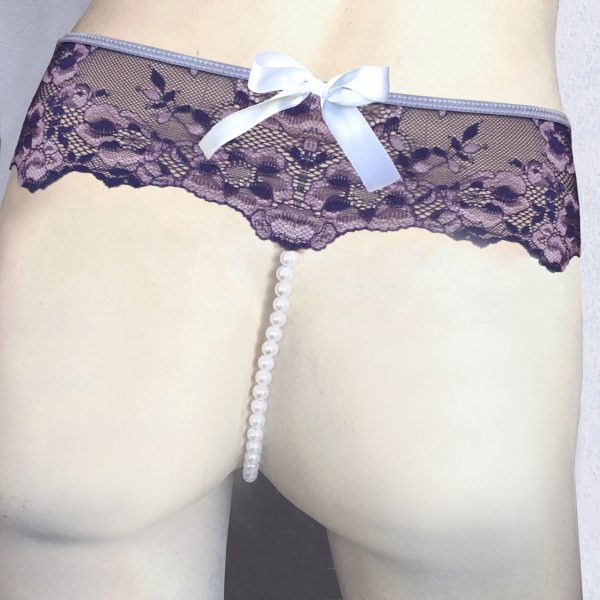 LINGERIE LETTERS WOMEN'S GALLOON LACE PEARL THONG