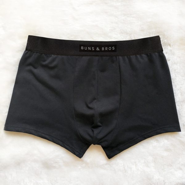 Buns & Bros Designer Men's Plain Black Boxer Trunk by Lingerie Letters. Shop Proudly South African Men's Underwear online. Designed and handmade with love locally in Cape Town.