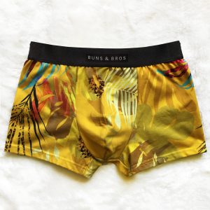 Buns & Bros Designer Men's Yellow Printed Boxer Trunk by Lingerie Letters. Shop Proudly South African Men's Underwear online. Designed and handmade with love locally in Cape Town.