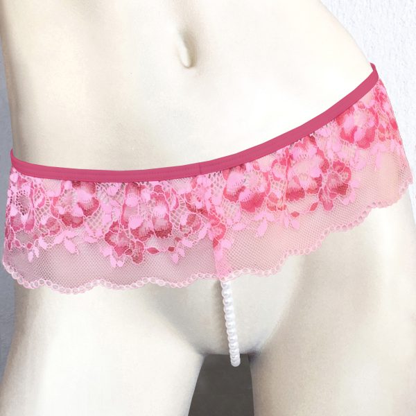 PINK ROSE PEARL THONG