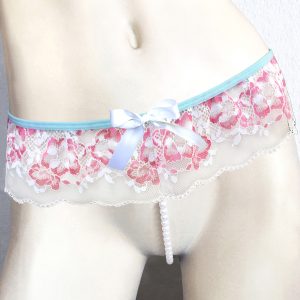 PINK & WHITE PETAL PEARL THONG