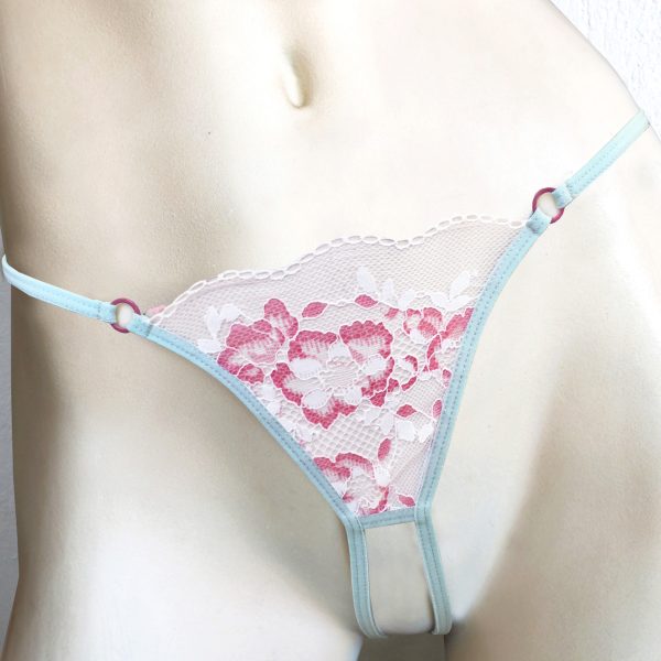 PINK AND WHITE PETAL CROTCHLESS G-STRING