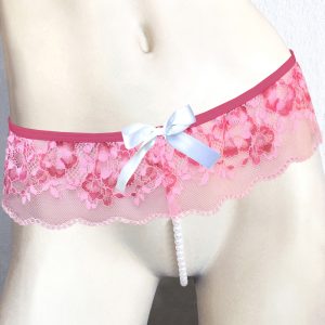 PINK ROSE PEARL THONG